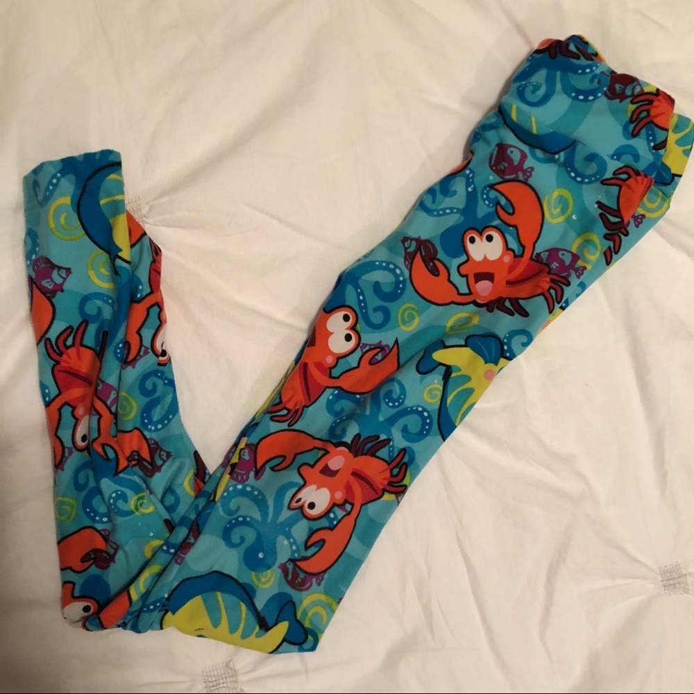 LuLaRoe Little Mermaid Sebastian Leggings L/XL